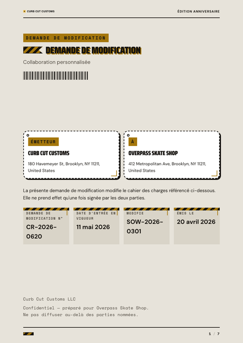 A finished change request rendered in a style de vie look