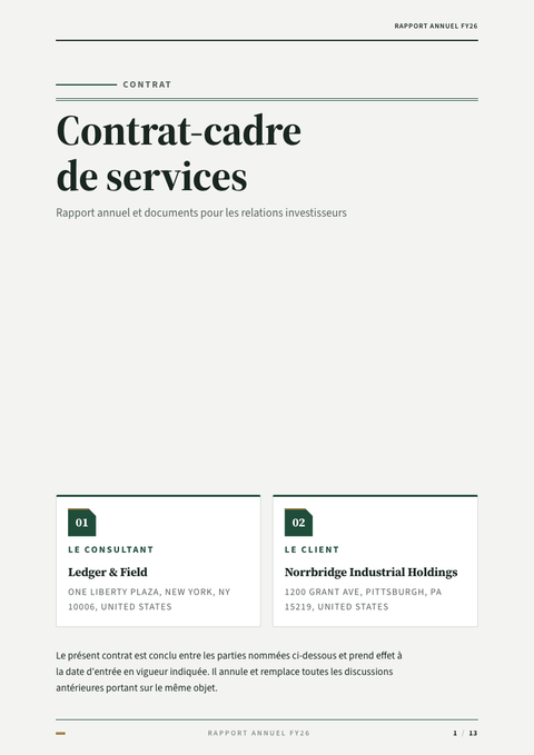 A finished contract rendered in a imprimé look