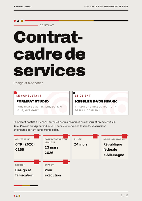 A finished contract rendered in a rétro look