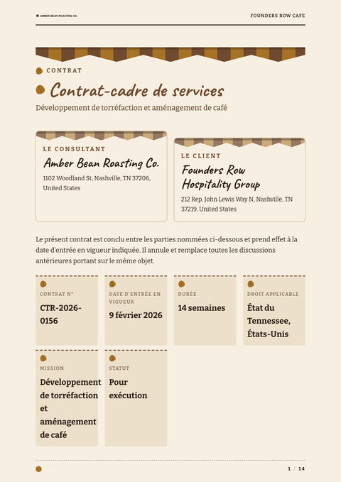 A finished contract rendered in a style de vie look