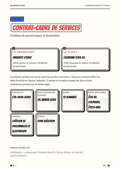A finished contract rendered in a illustré look