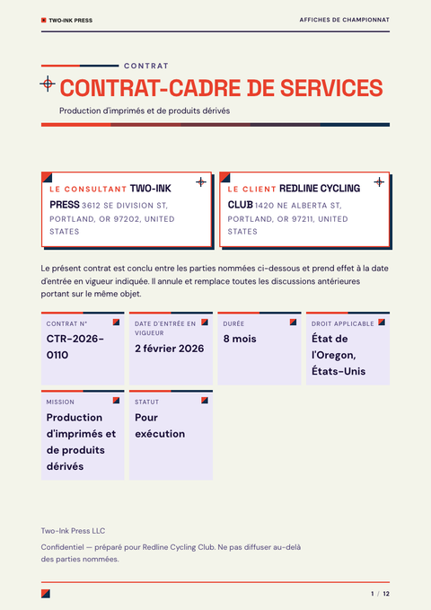 A finished contract rendered in a couleur look