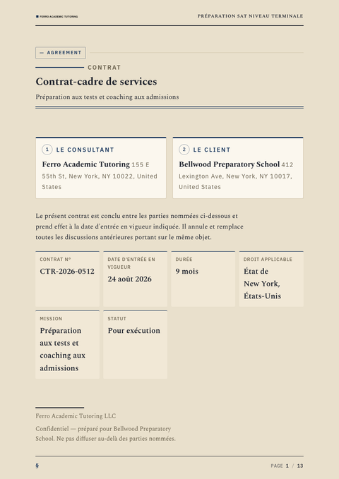 A finished contract rendered in a divers look