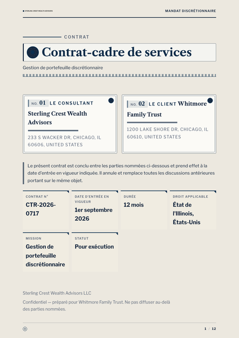 A finished contract rendered in a divers look