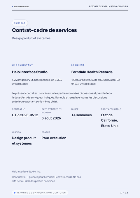 A finished contract rendered in a morphisme look