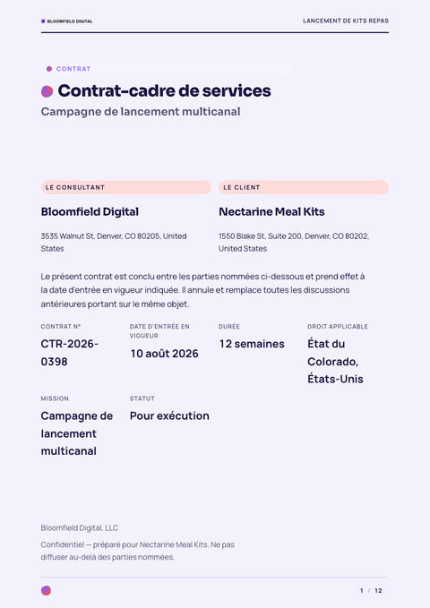 A finished contract rendered in a dégradé look