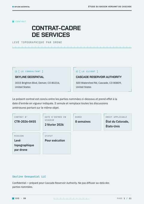 A finished contract rendered in a futuriste look