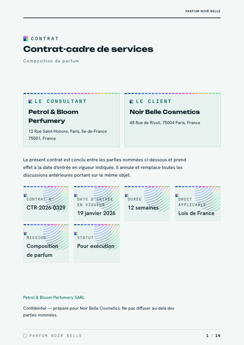 A finished contract rendered in a dégradé look