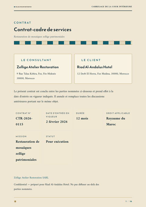 A finished contract rendered in a culturel look