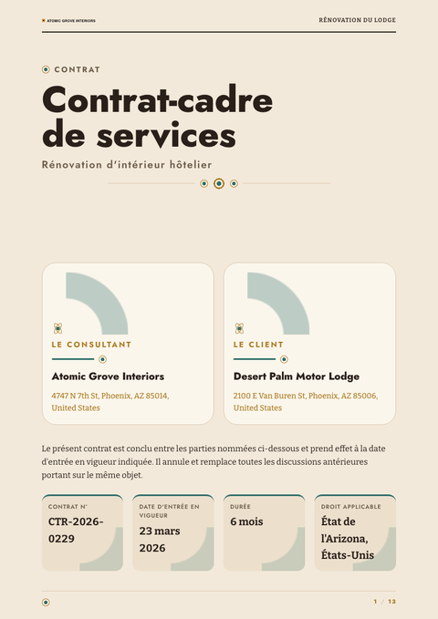 A finished contract rendered in a rétro look
