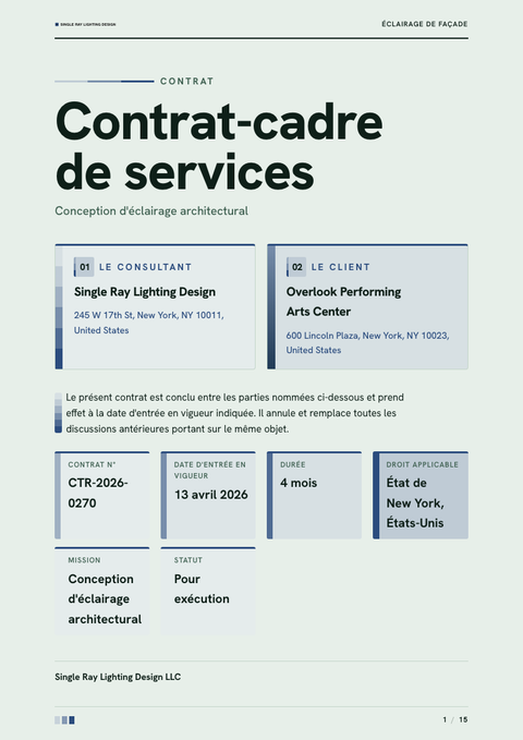 A finished contract rendered in a couleur look