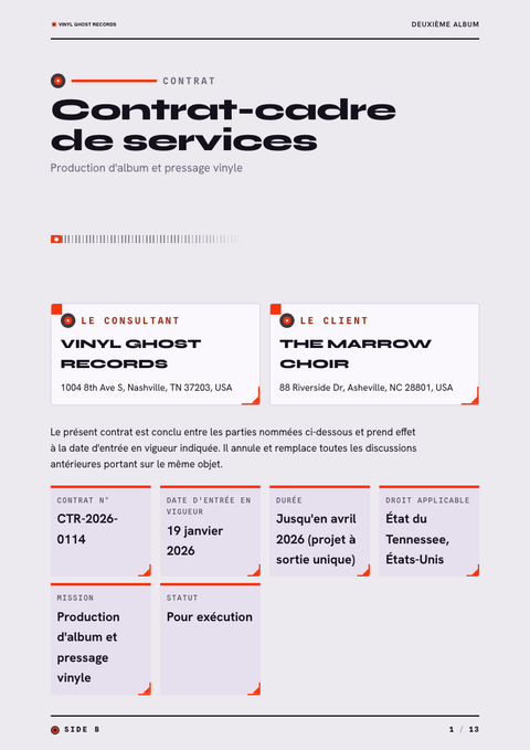A finished contract rendered in a divers look