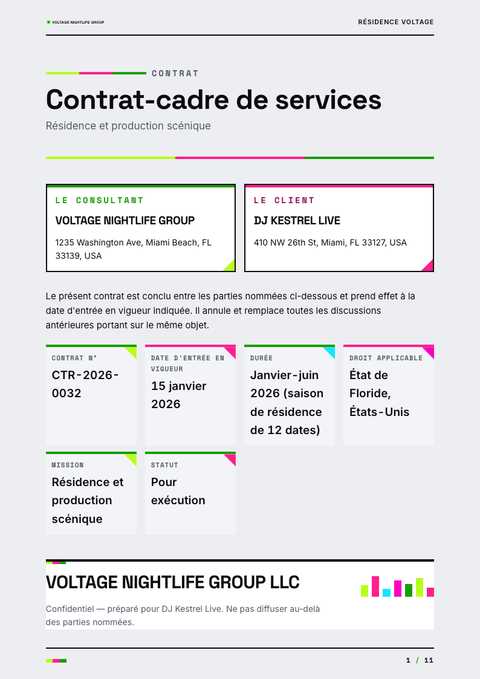 A finished contract rendered in a couleur look