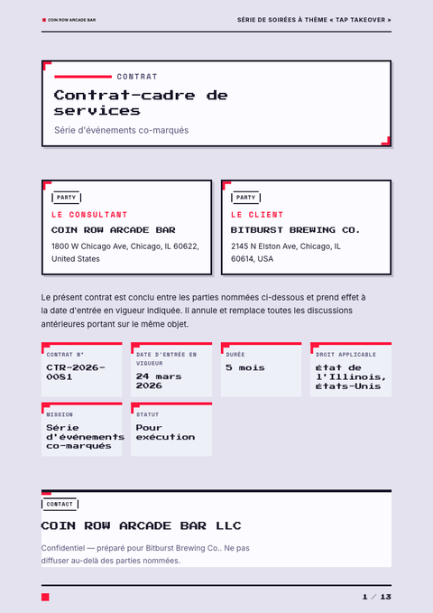A finished contract rendered in a jeu & pop look