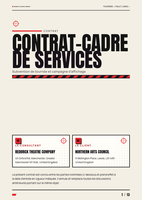 A finished contract rendered in a imprimé look