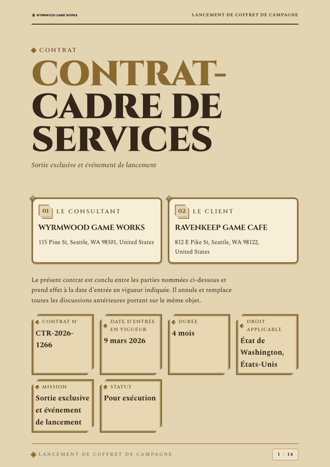 A finished contract rendered in a jeu & pop look