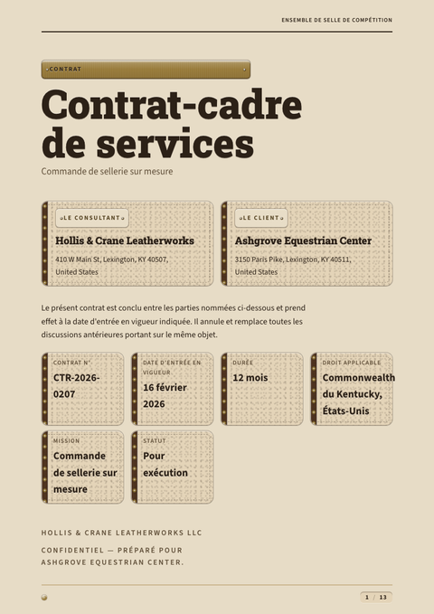 A finished contract rendered in a morphisme look