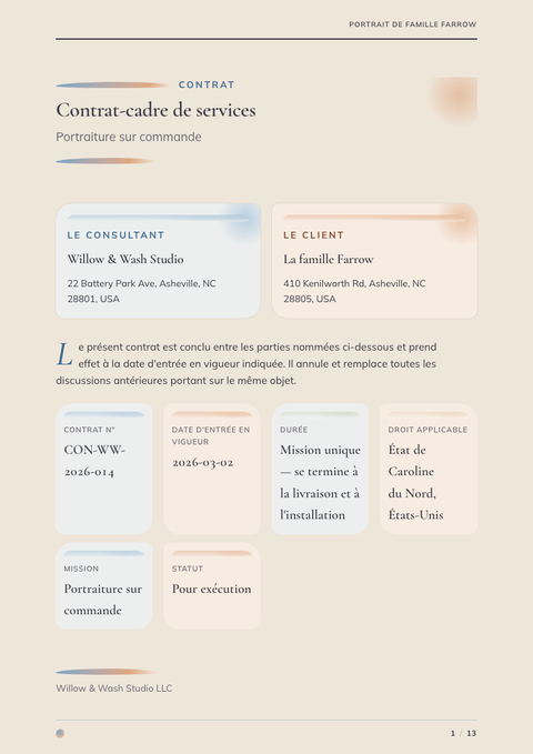 A finished contract rendered in a illustré look