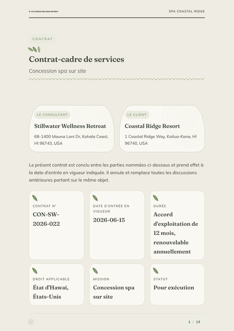 A finished contract rendered in a style de vie look