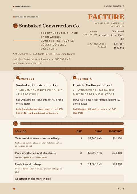 A finished invoice rendered in a nature look