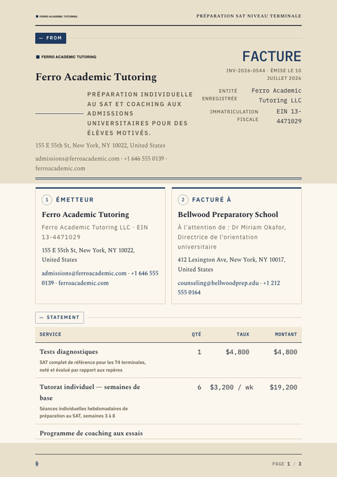 A finished invoice rendered in a divers look