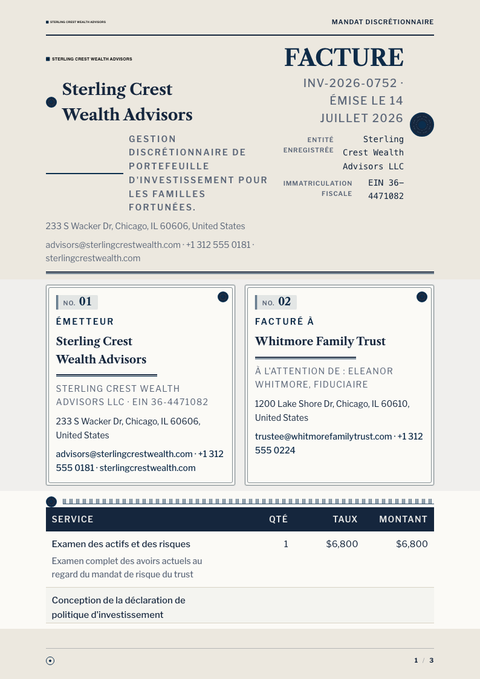 A finished invoice rendered in a divers look
