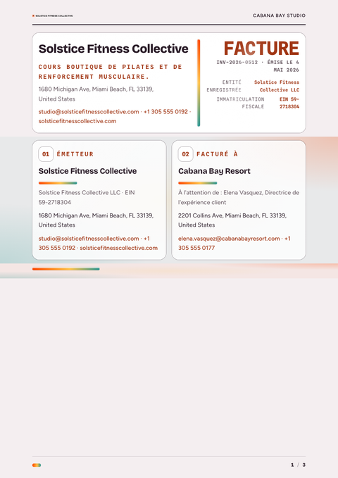 A finished invoice rendered in a dégradé look