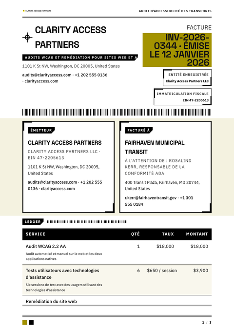 A finished invoice rendered in a couleur look