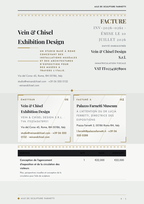 A finished invoice rendered in a luxe look