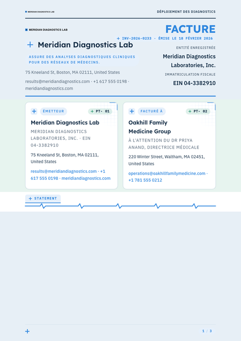 A finished invoice rendered in a divers look