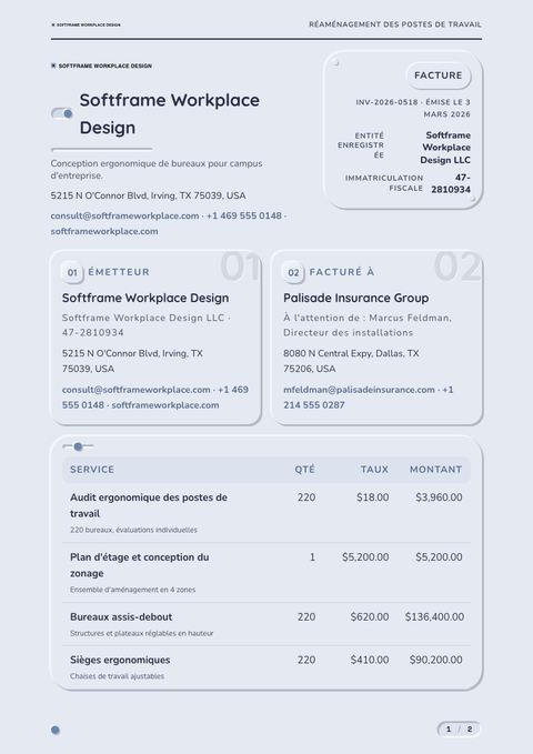 A finished invoice rendered in a morphisme look