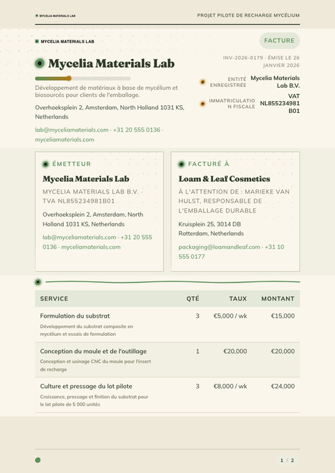A finished invoice rendered in a nature look