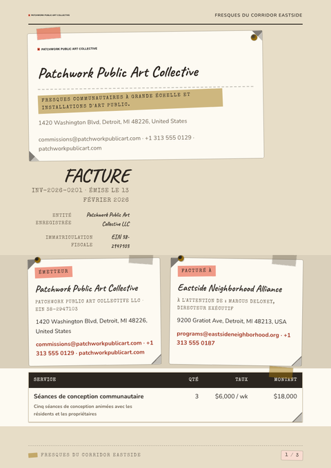 A finished invoice rendered in a photo look