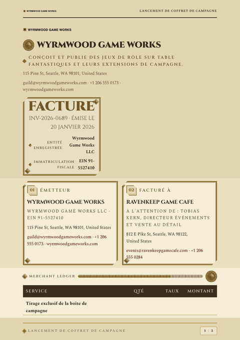 A finished invoice rendered in a jeu & pop look