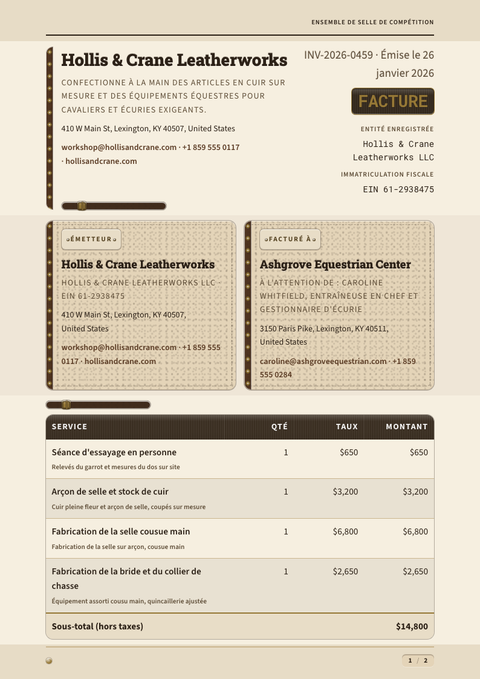 A finished invoice rendered in a morphisme look