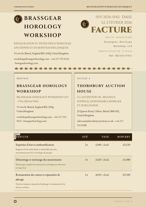 A finished invoice rendered in a sombre look