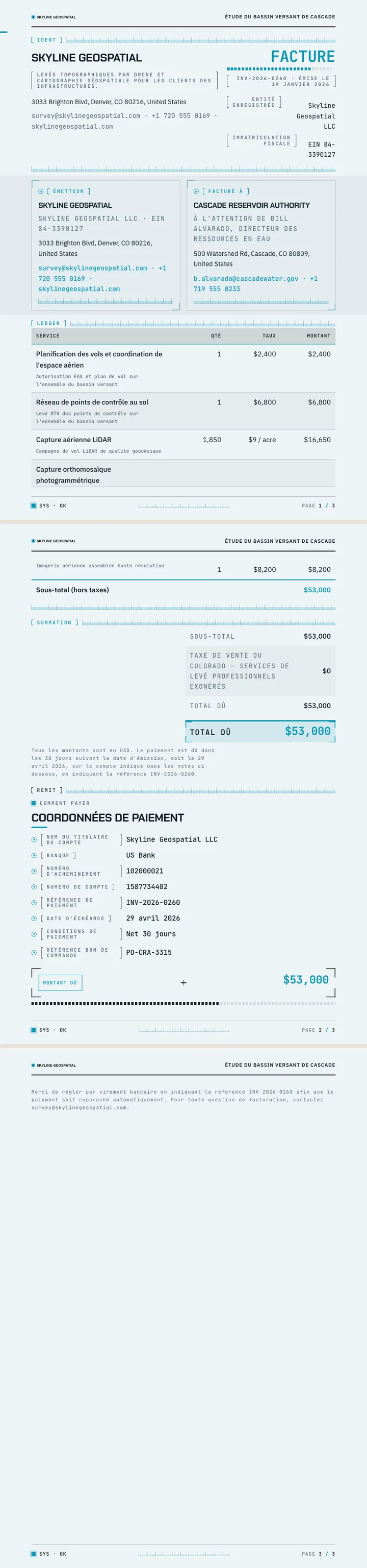 HUD / Tableau de bord — exemple complet généré par Waxe
