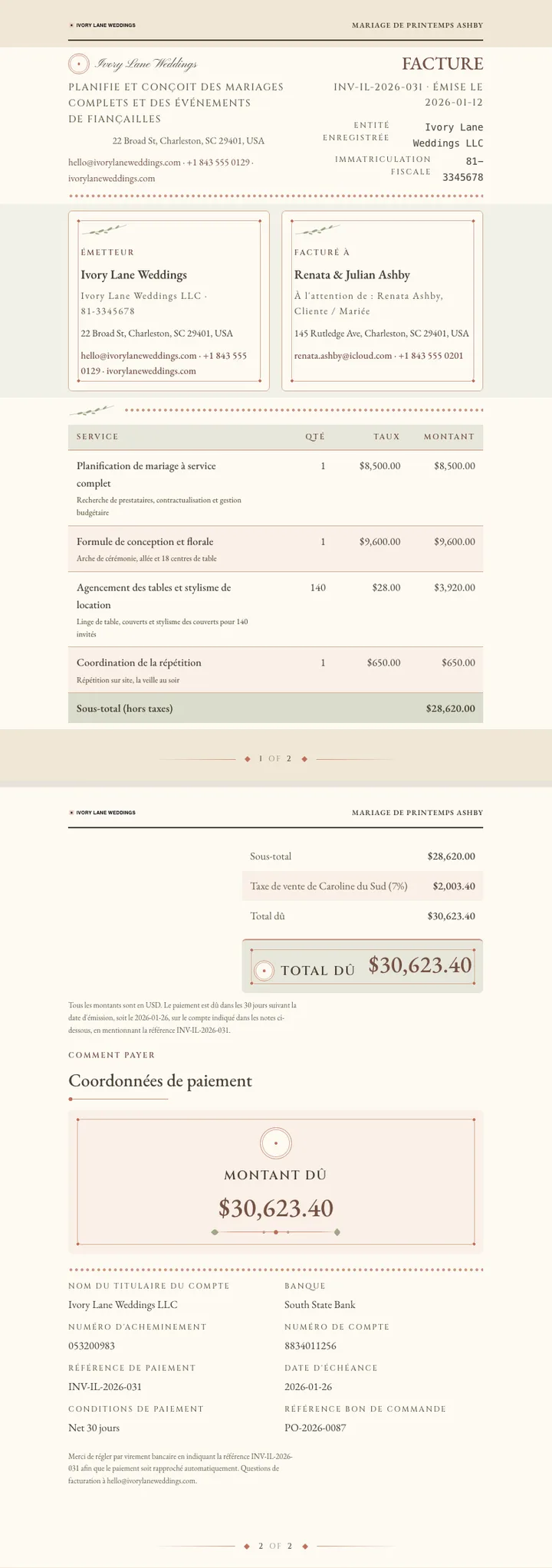 Mariage / Nuptial — exemple complet généré par Waxe