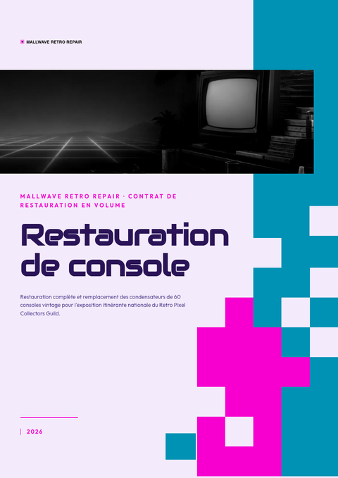 A finished pitch deck rendered in a rétro look