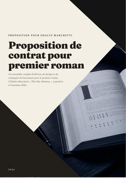 A finished proposal rendered in a typographique look