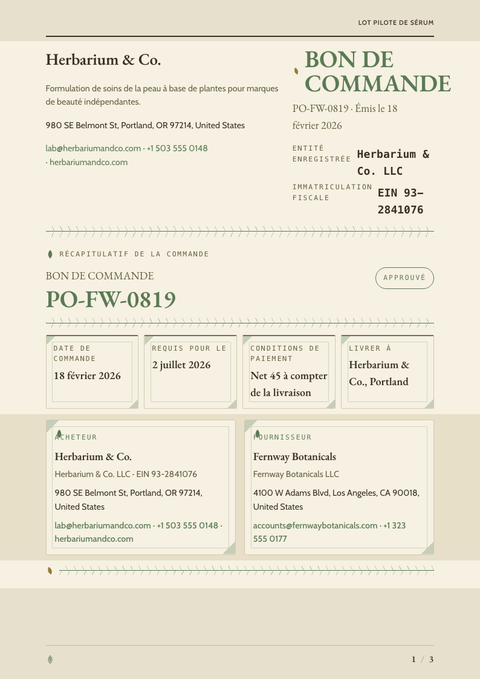 A finished purchase order rendered in a nature look