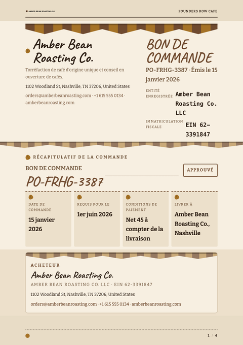 A finished purchase order rendered in a style de vie look
