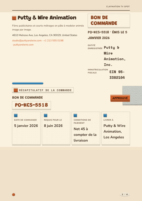 A finished purchase order rendered in a 3d look