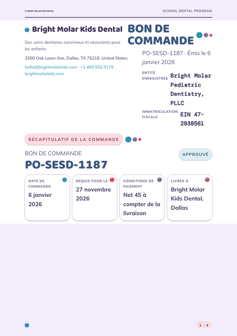 A finished purchase order rendered in a morphisme look