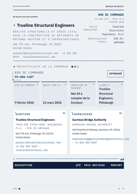 A finished purchase order rendered in a technique look