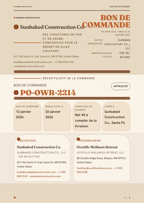 A finished purchase order rendered in a nature look