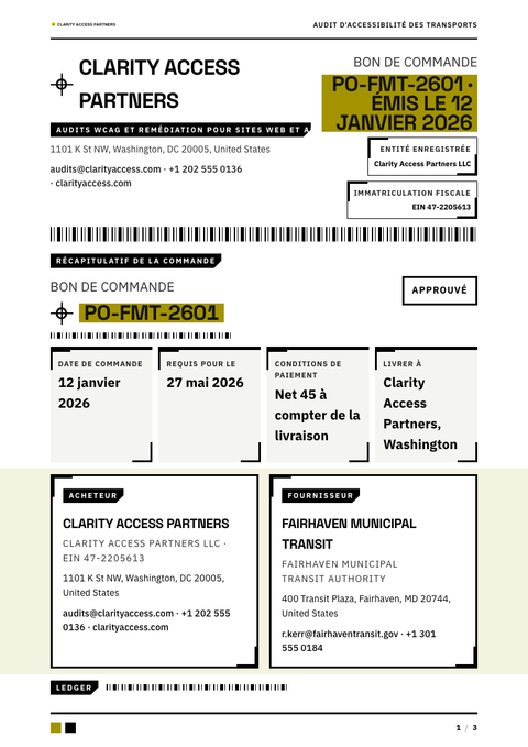 A finished purchase order rendered in a couleur look