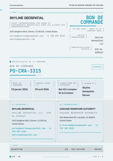 A finished purchase order rendered in a futuriste look