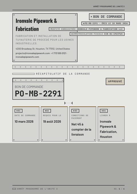 A finished purchase order rendered in a style de vie look