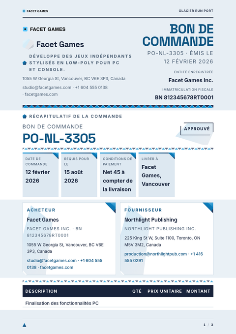 A finished purchase order rendered in a 3d look